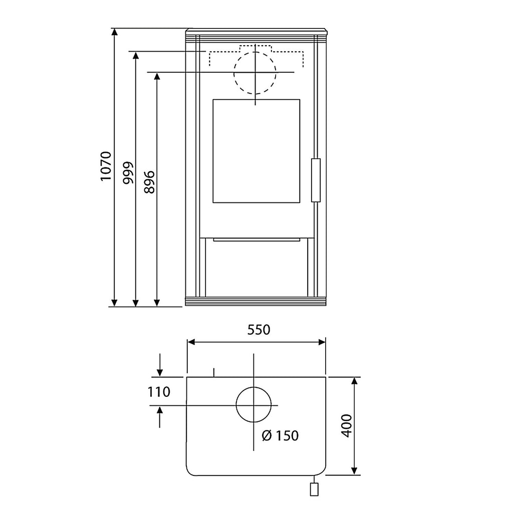 Wamsler Trion H – Poêle à bois acier gris avec rangement à bûches, 8 kW