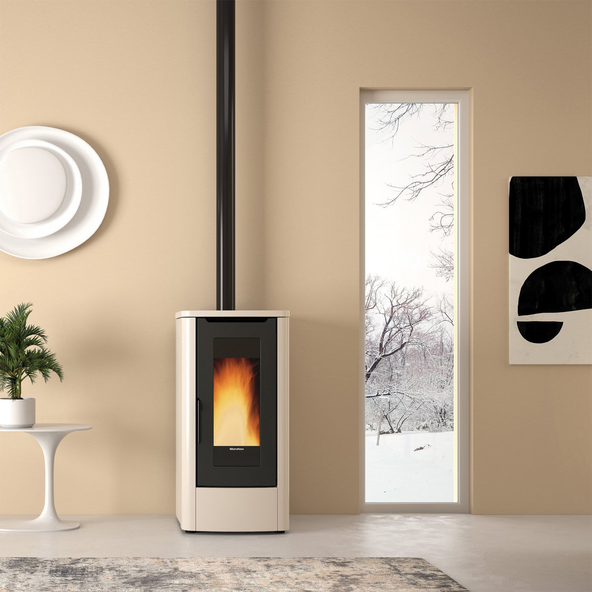 Extraflame Teorema 16 – Poêle à granulés ivoire 10 kW