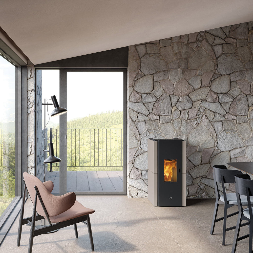 Poêle à granulés Edilkamin EK63 Zone 80 Evo acier gris tourterelle 7,6 kW