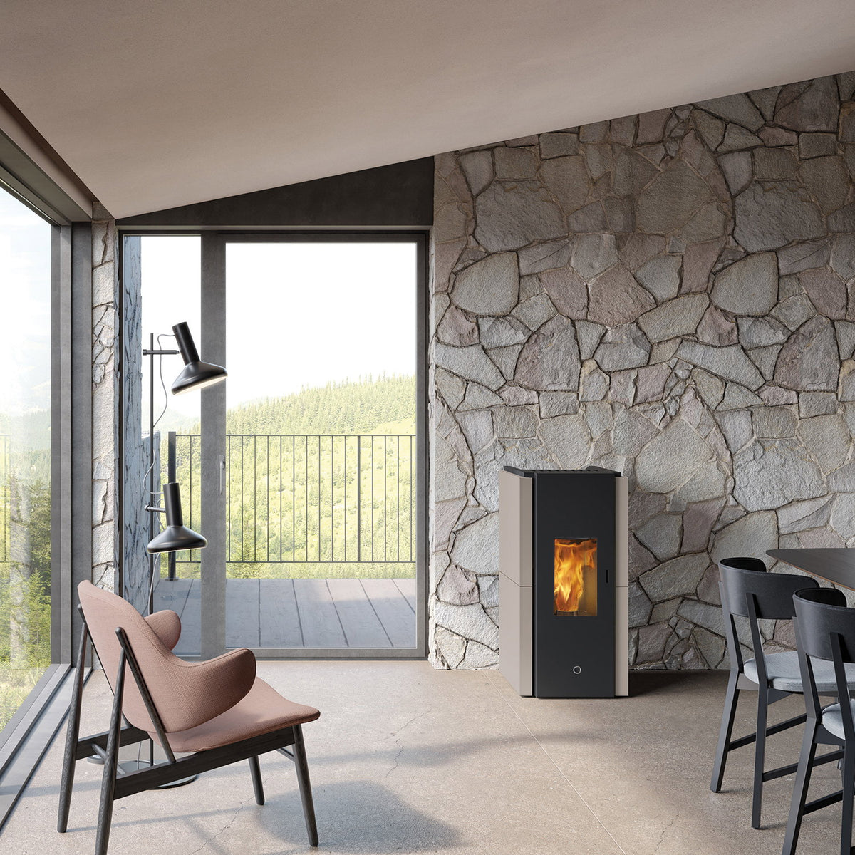 Poêle à granulés Edilkamin EK63 Zone 80 Evo acier gris tourterelle 7,6 kW