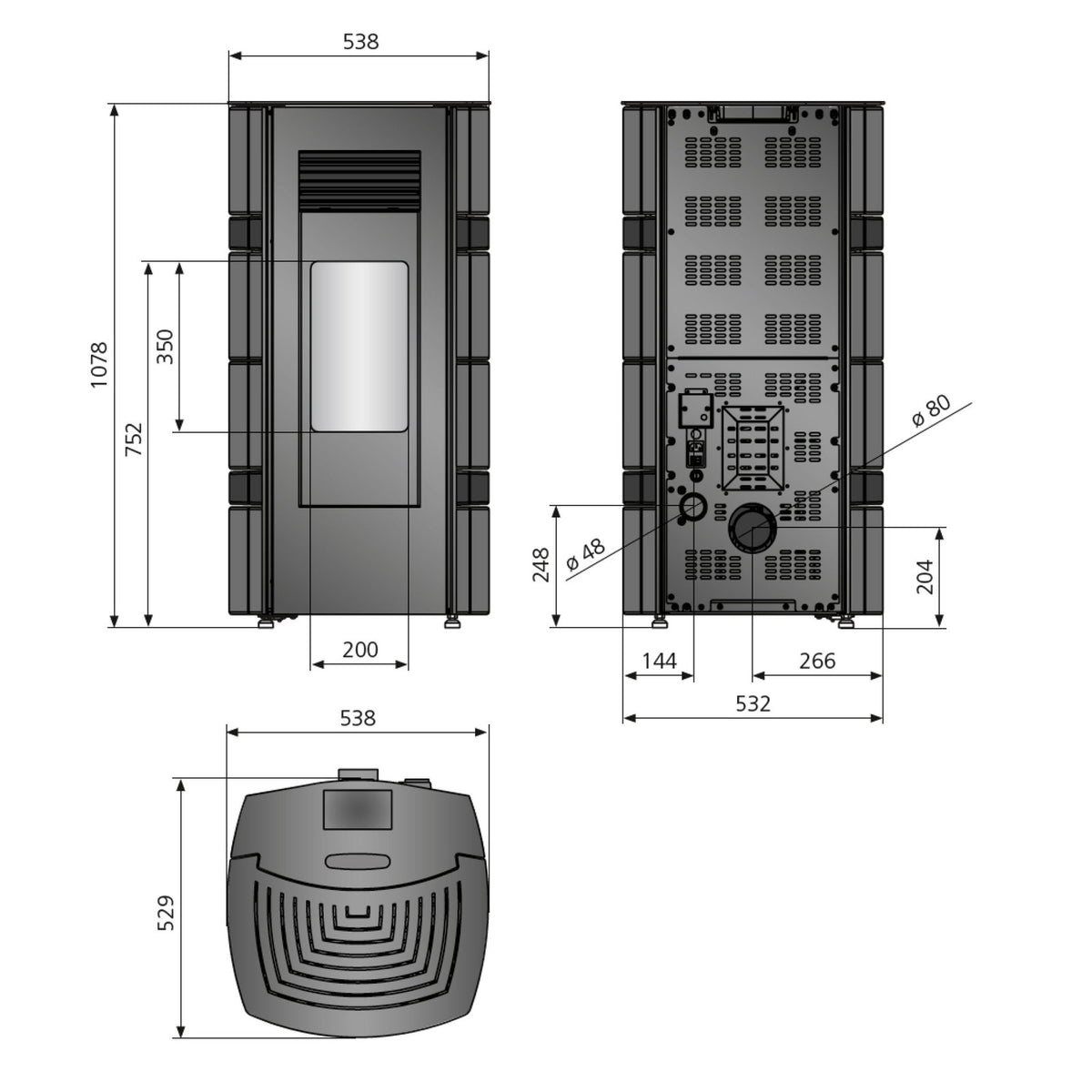 Poêle à granulés Justus Sia acier noir et conStone béton gris 8 kW