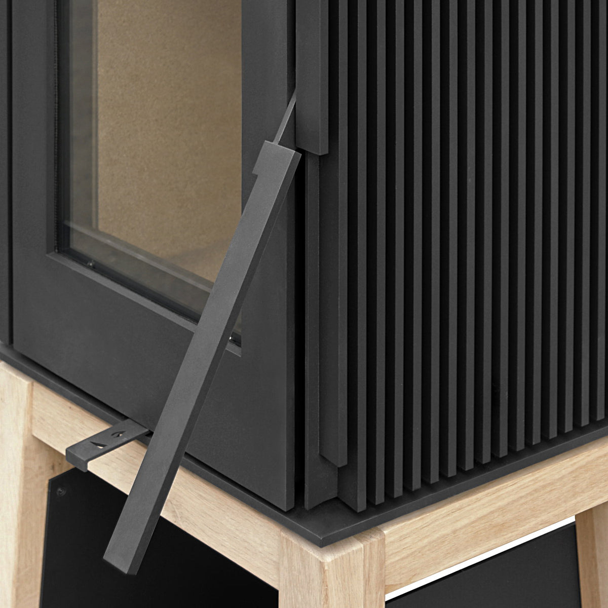Poêle à bois Schmitzker Cuby S55075 avec socle en bois 6,4 kW