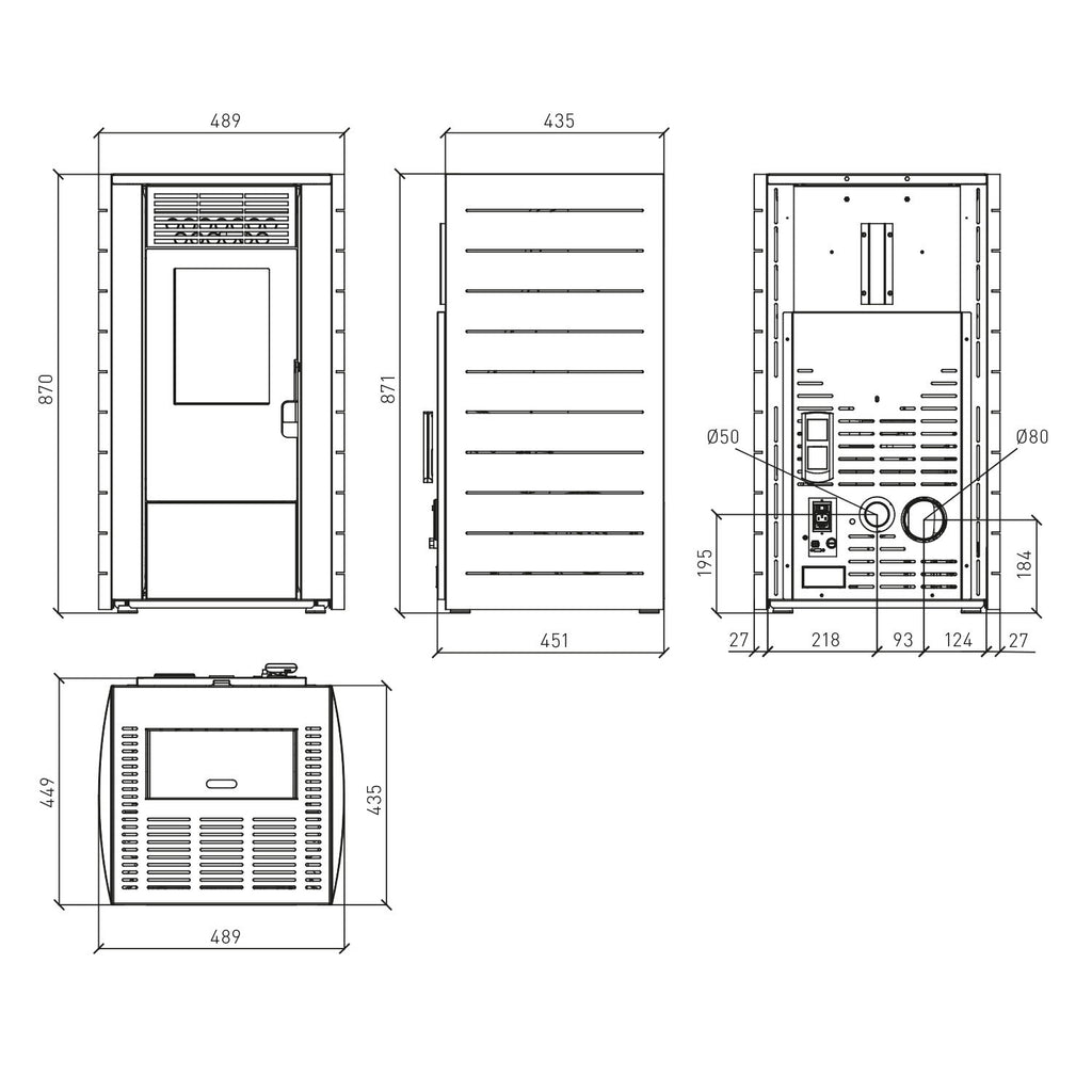 Wamsler WPO 7 poêle à granulés acier bordeaux 7,5 kW côtés arrondis