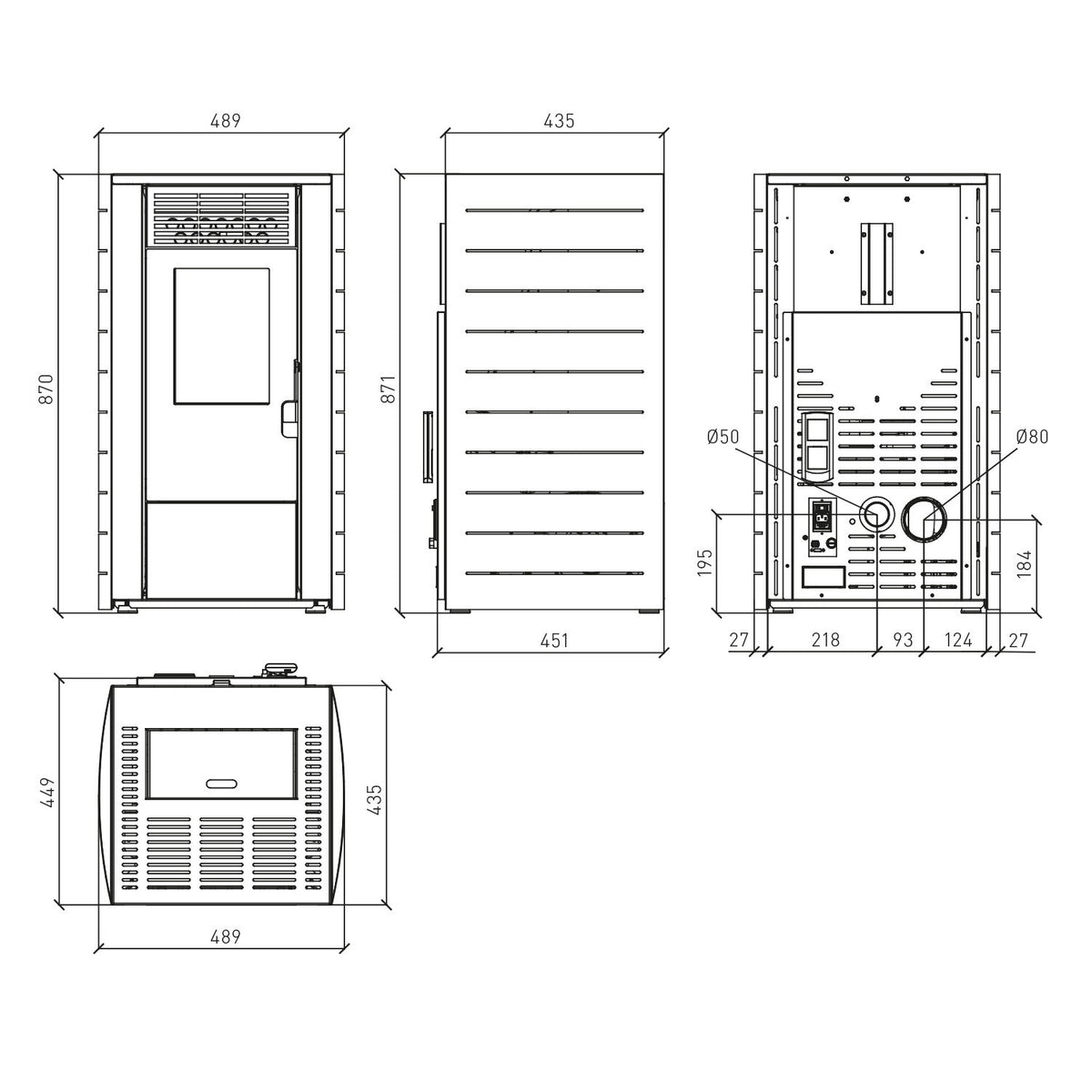 Wamsler WPO 7 poêle à granulés acier bordeaux 7,5 kW côtés arrondis