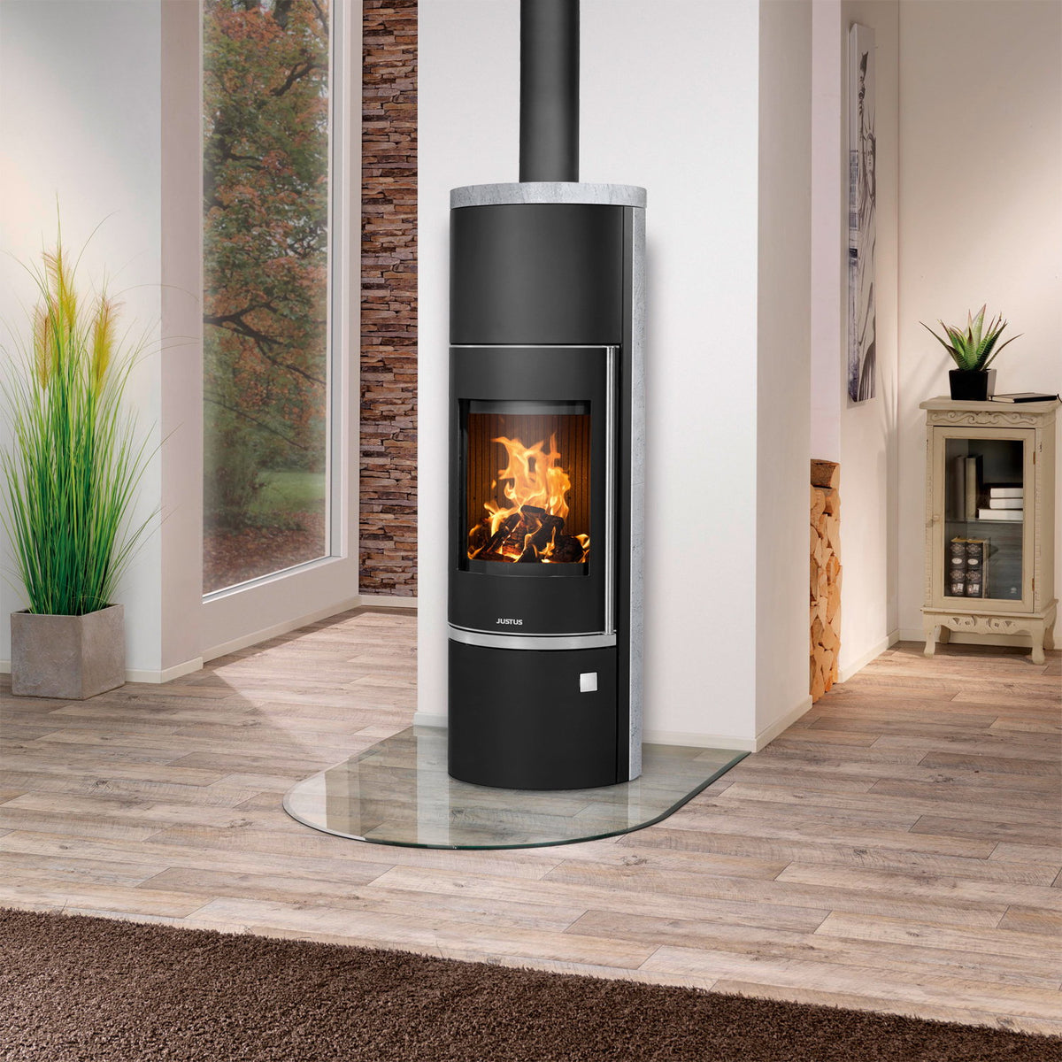 Poêle à bois Justus Faro Aqua 2.0 acier noir avec échangeur d’eau et revêtement stéatite 8,5 kW — image 5