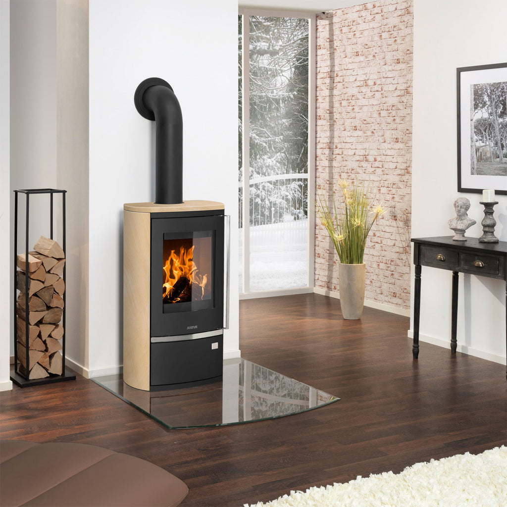 Poêle à bois Justus Reno R acier noir pierre de sable 6 kW