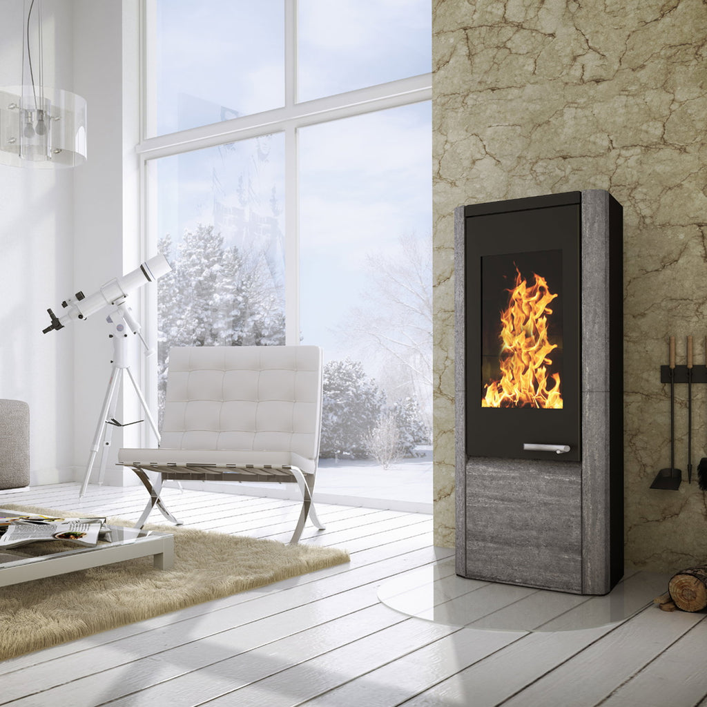 Wamsler Methis – Poêle à bois en acier noir et pierre ollaire 8 kW