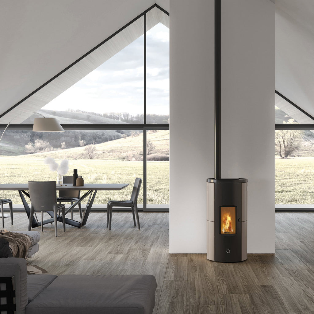 Poêle à granulés Edilkamin EK63 Like 90+ Evo céramique gris tourterelle 9,2 kW