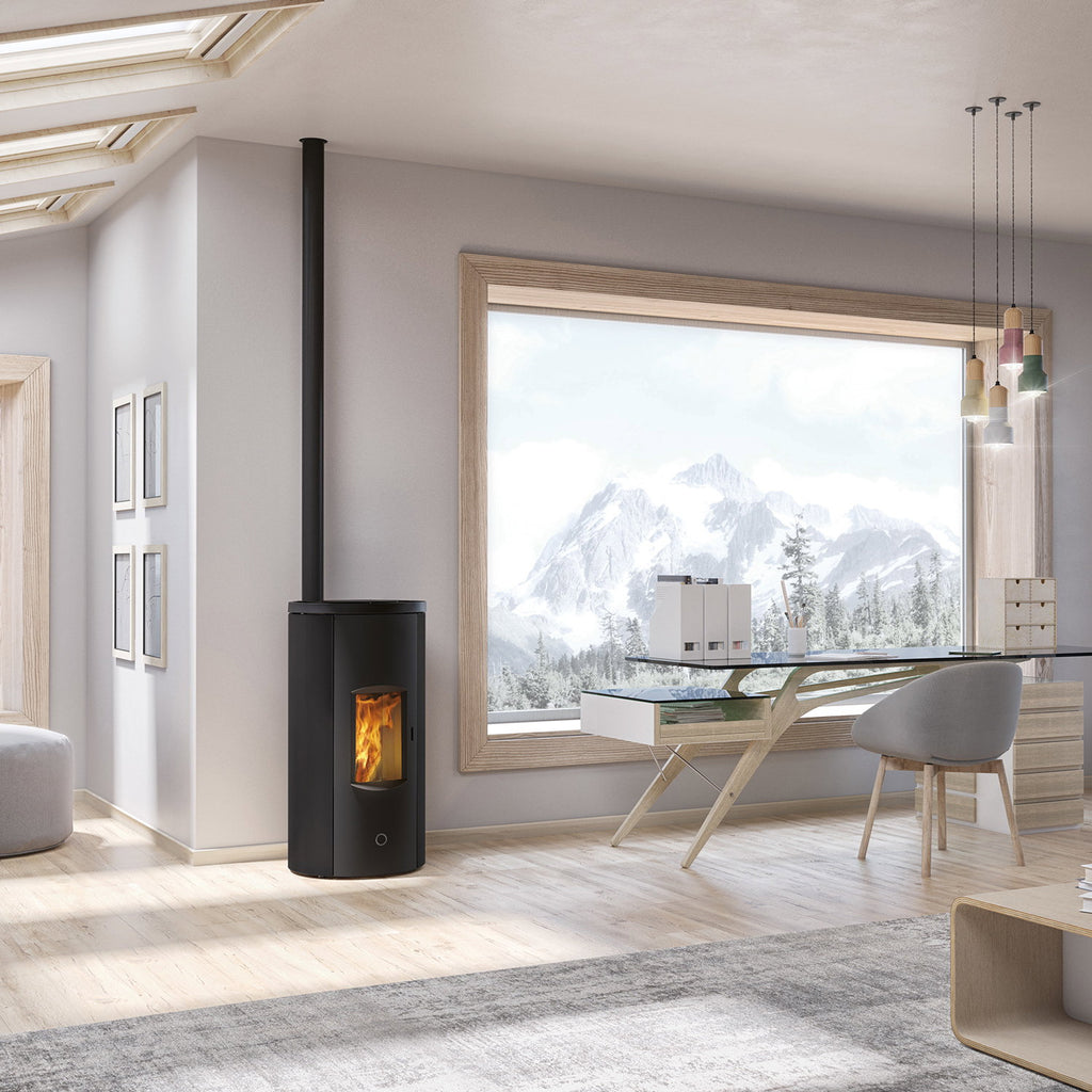 Poêle à granulés Edilkamin EK63 Like 80 Evo acier noir 7,6 kW raccordement supérieur