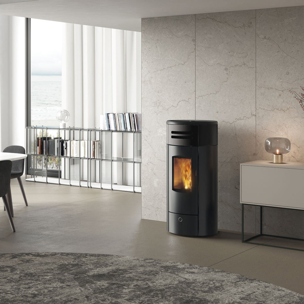 Poêle à granulés Edilkamin EK63 Yung 130++ Evo céramique noire 12,5 kW