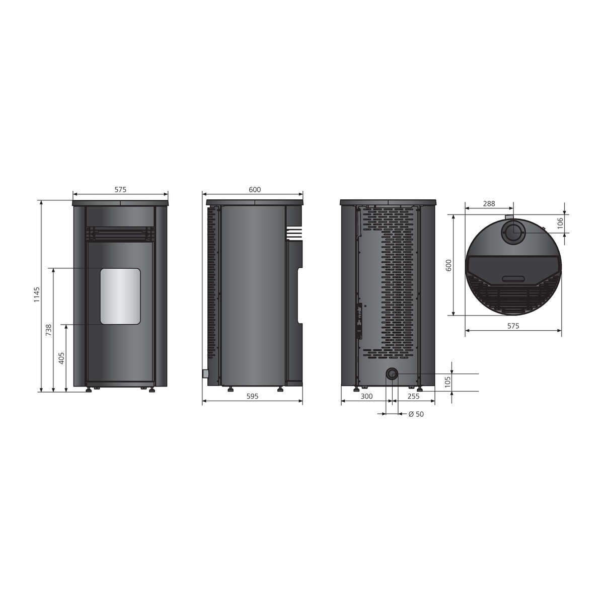 Poêle à granulés Oranier Sando 60 taupe 8 kW