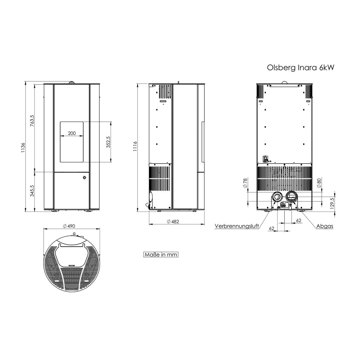 Poêle à granulés Olsberg Inara 3.0 acier noir — 6 kW