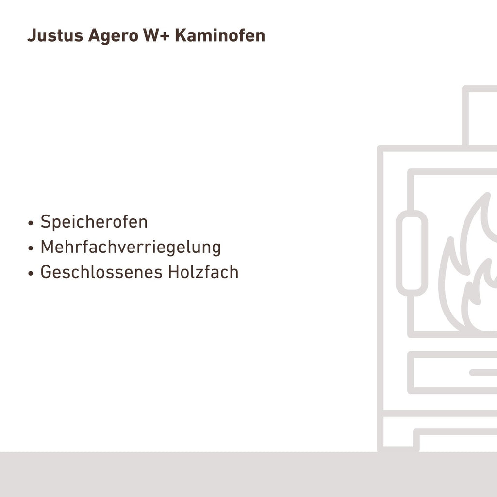 Justus Agero W+ – Poêle à bois acier noir 7 kW