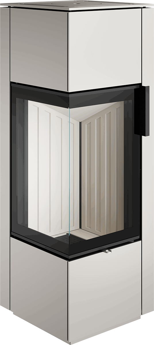Poêle à bois Spartherm Piko S Steel 7,7 kW avec vitre en L