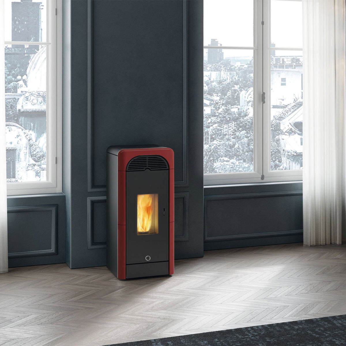 Poêle à granulés Edilkamin EK63 Berry 90+ Evo céramique bordeaux 9,2 kW