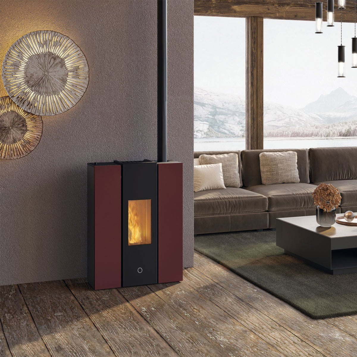 Poêle à granulés Edilkamin EK63 Gotha 70 Evo acier bordeaux 6,7 kW