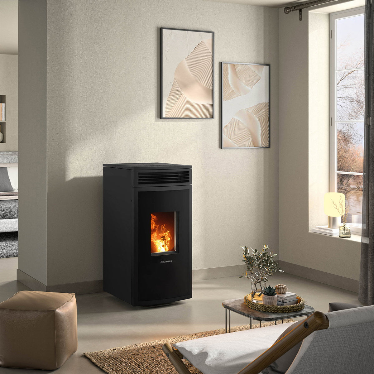 Poêle à bois Oranier Neta Acier Noir avec raccord arrière 8 kW - image 5