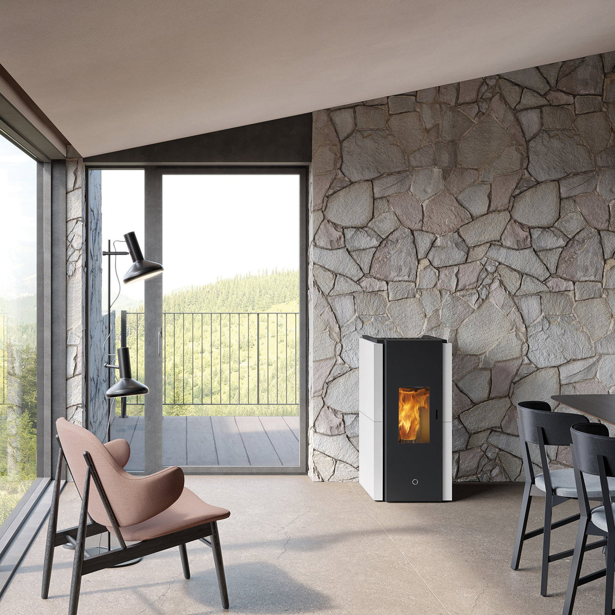 Poêle à granulés Edilkamin EK63 Zone 80 Evo acier blanc 7,6 kW