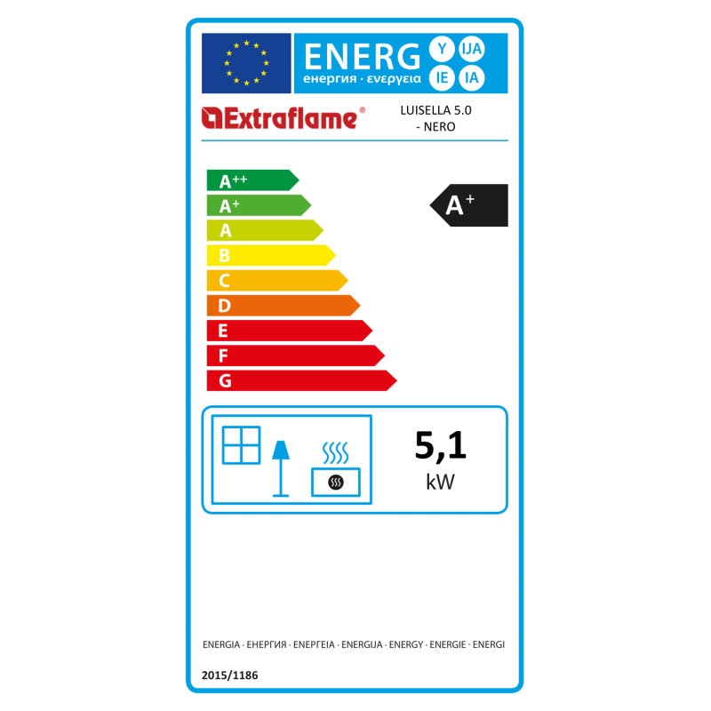 Poêle à granulés extra plat Extraflame Luisella 5.0 5 kW avec réservoir 10 kg