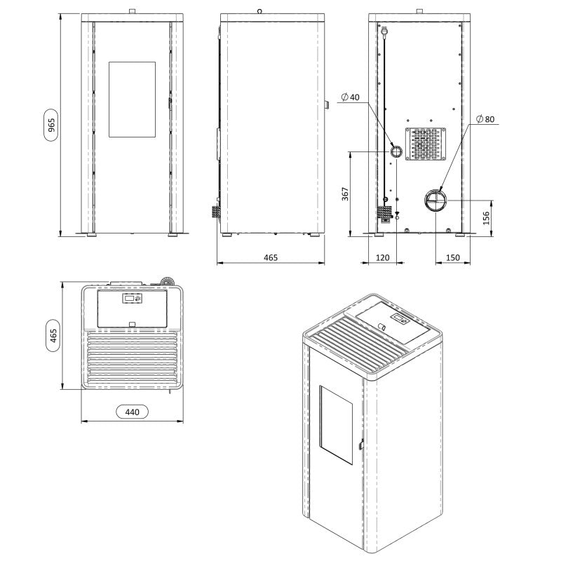 Poêle à granulés étanche Ottimo Silenzio ETNA Luxe 9,2 kW ELOTTIM9ENO-CER – image 5