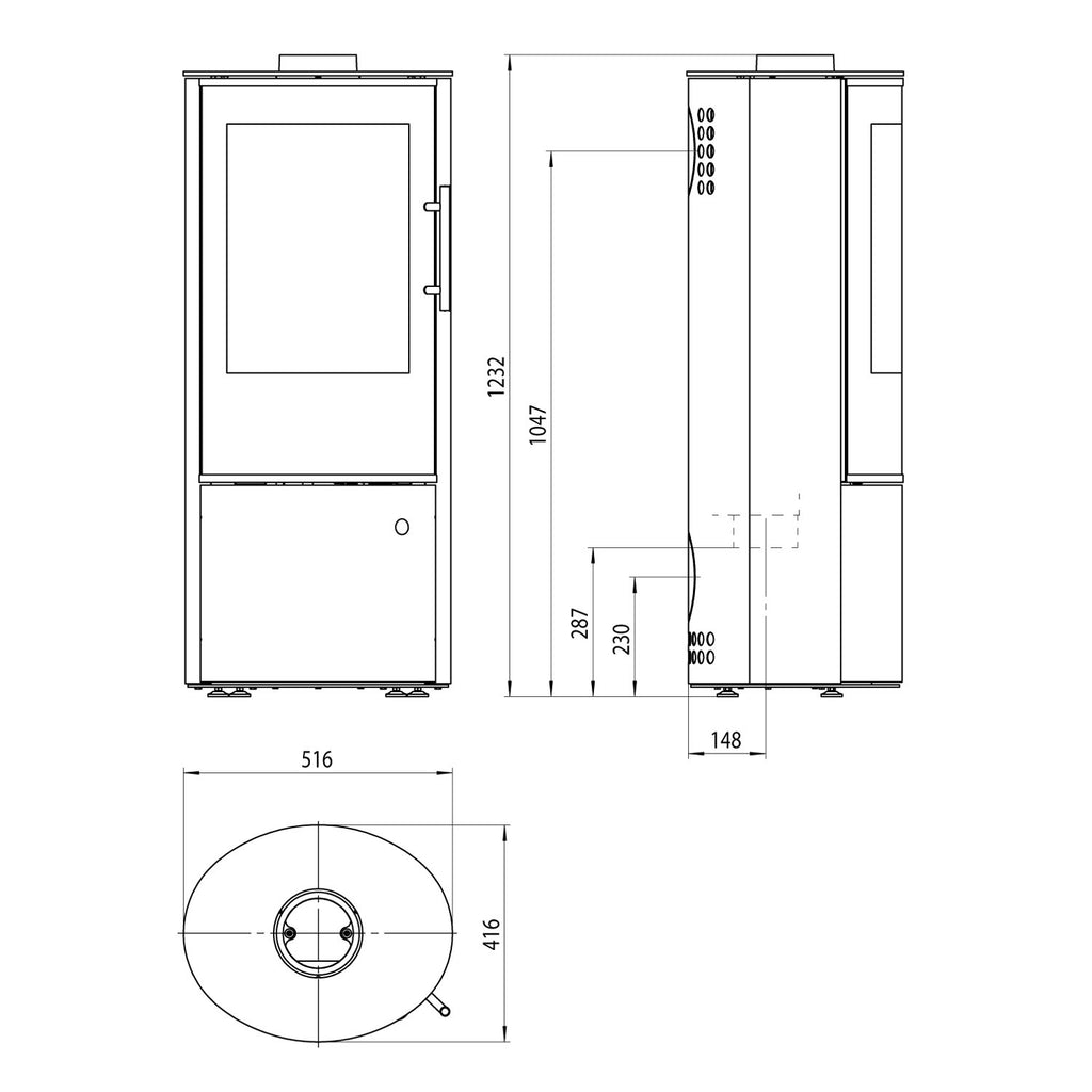 Poêle à bois Königshütte Draco M 5 kW avec porte en verre