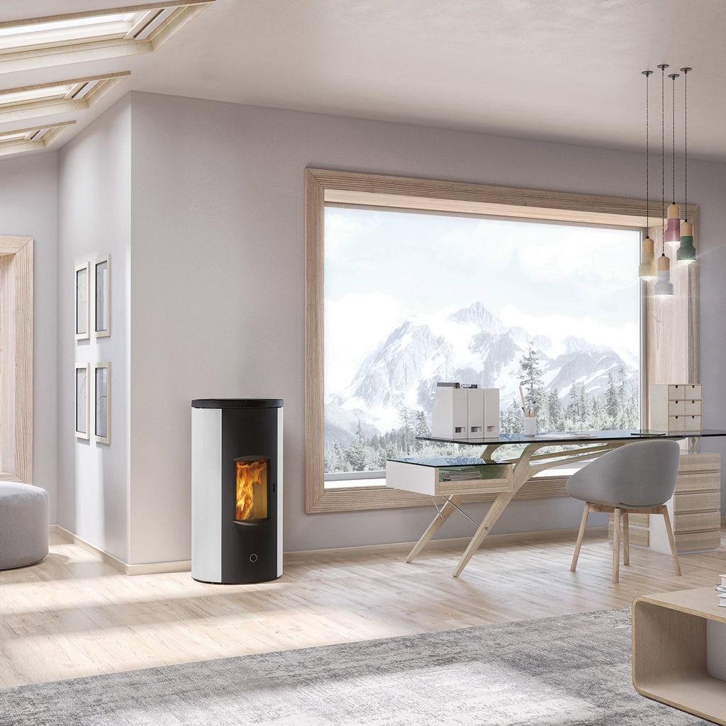 Poêle à granulés Edilkamin EK63 Like 80 Evo acier blanc raccordement arrière 7,6 kW