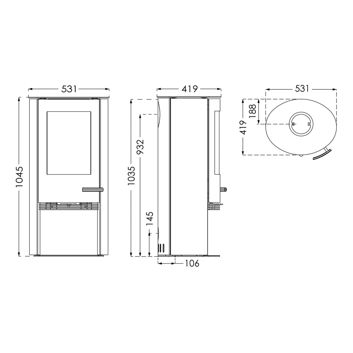 Poêle à bois TermaTech TT20R acier noir 5 kW