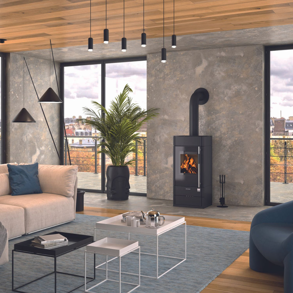 Poêle à bois Oranier Teja acier noir 6 kW