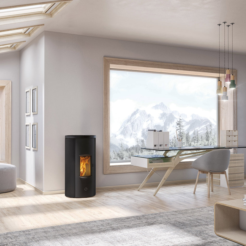 Poêle à granulés Edilkamin EK63 Like 80 Evo acier noir raccordement arrière 7,6 kW