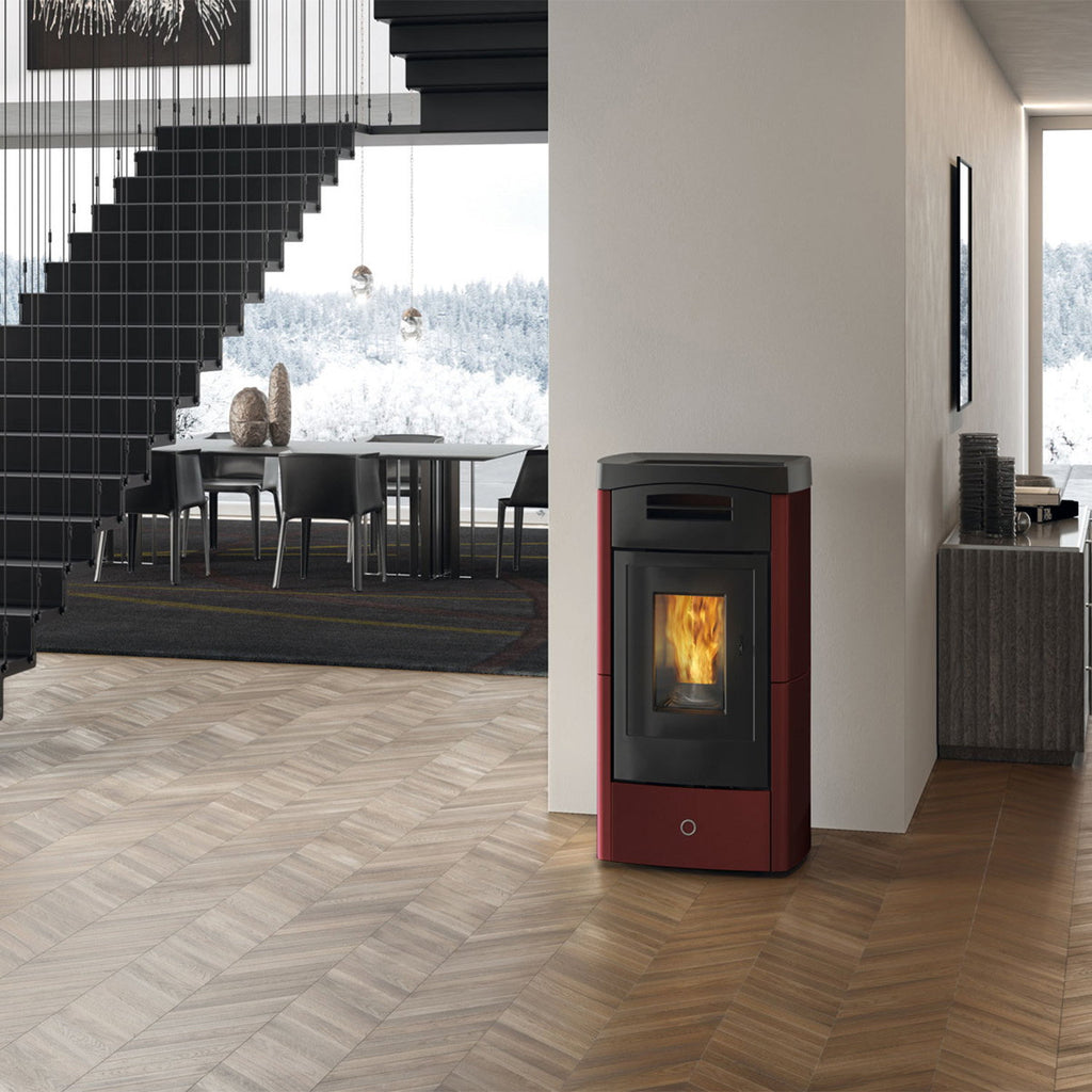 Poêle à granulés Edilkamin EK63 Daily 130++ Evo céramique bordeaux 12,5 kW