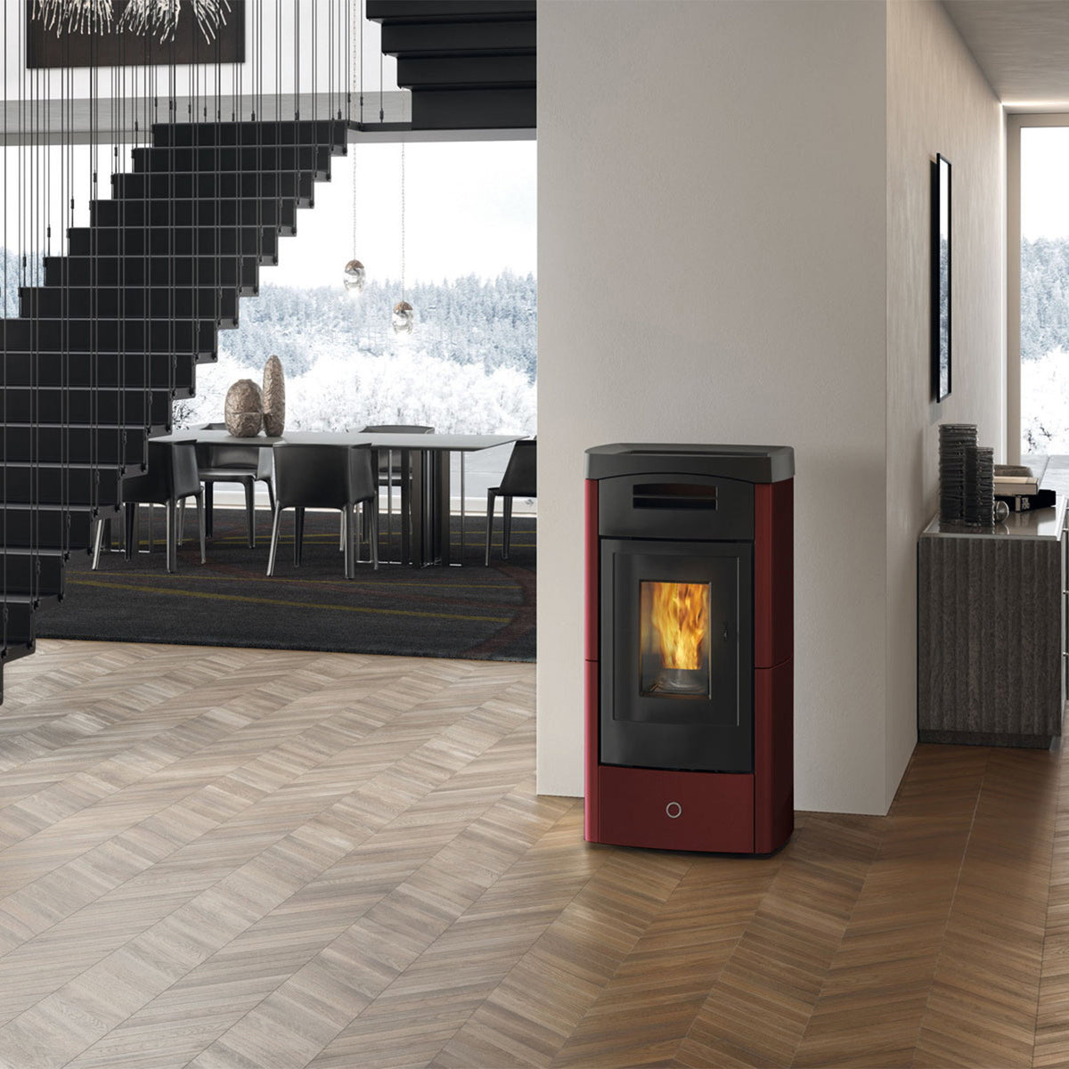 Poêle à granulés Edilkamin EK63 Daily 130++ Evo céramique bordeaux 12,5 kW