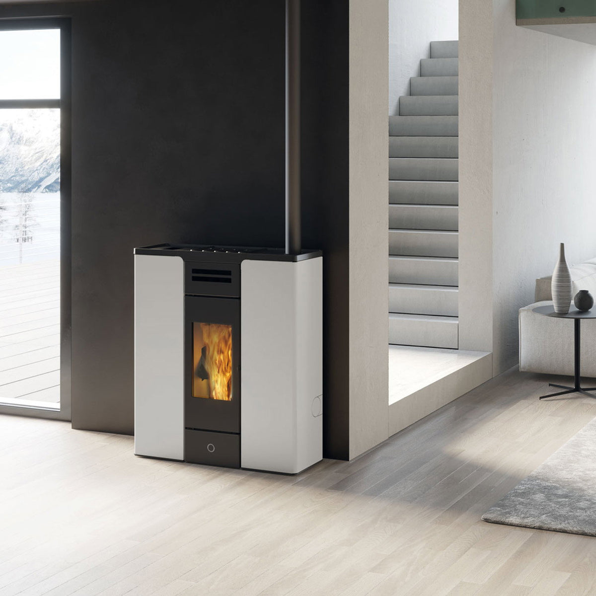 Poêle à granulés Edilkamin EK63 Entity 90+ Evo acier blanc 8,7 kW