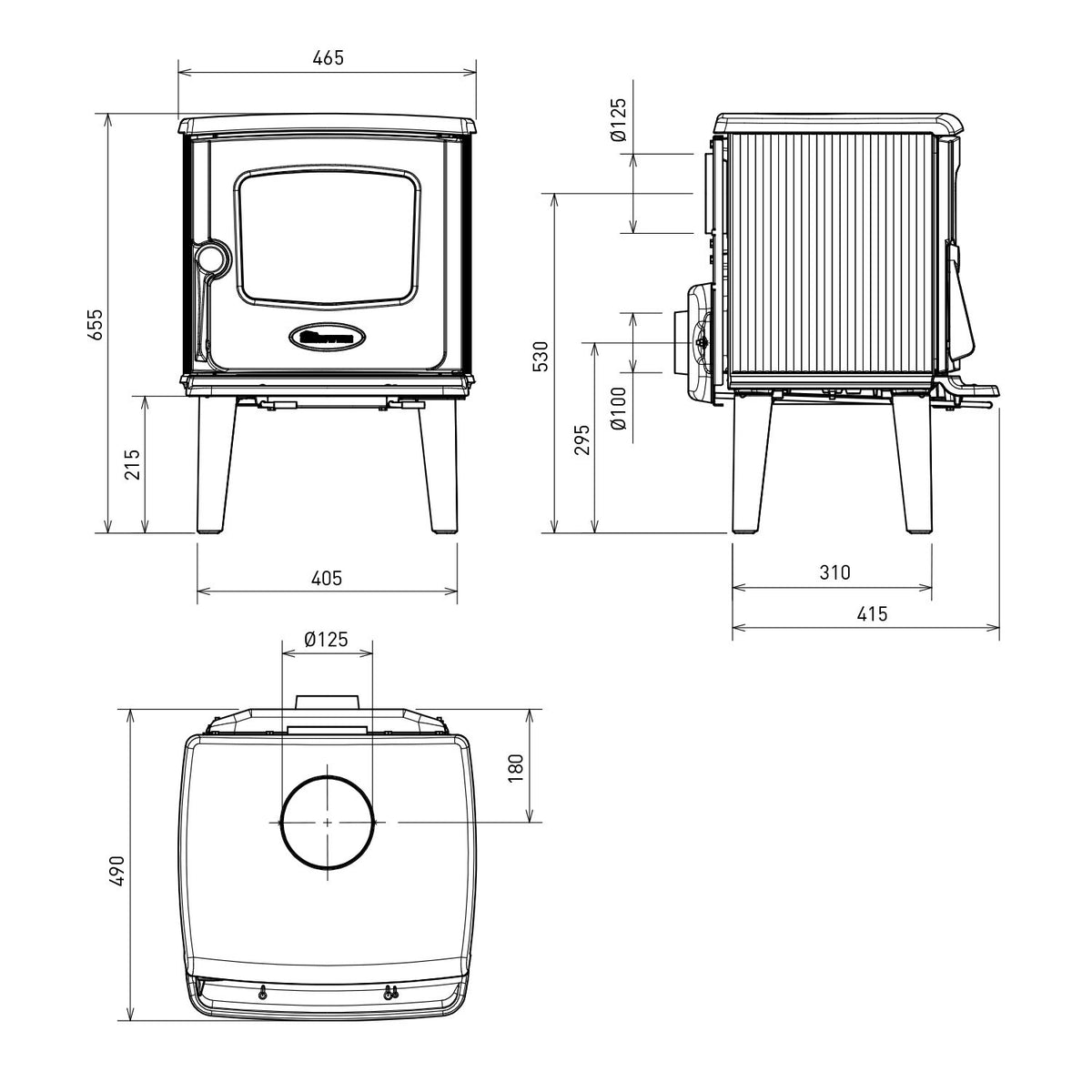 Poêle à bois Dovre 325 CB fonte noire 6 kW