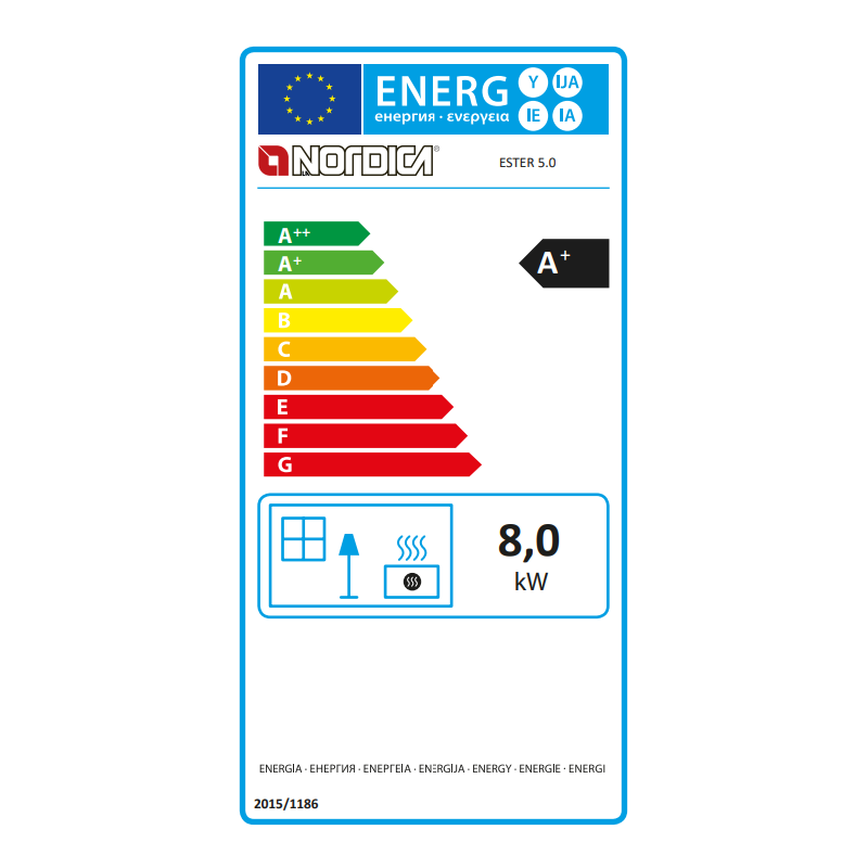 Étiquette énergétique A+ du poêle La Nordica Ester 5.0