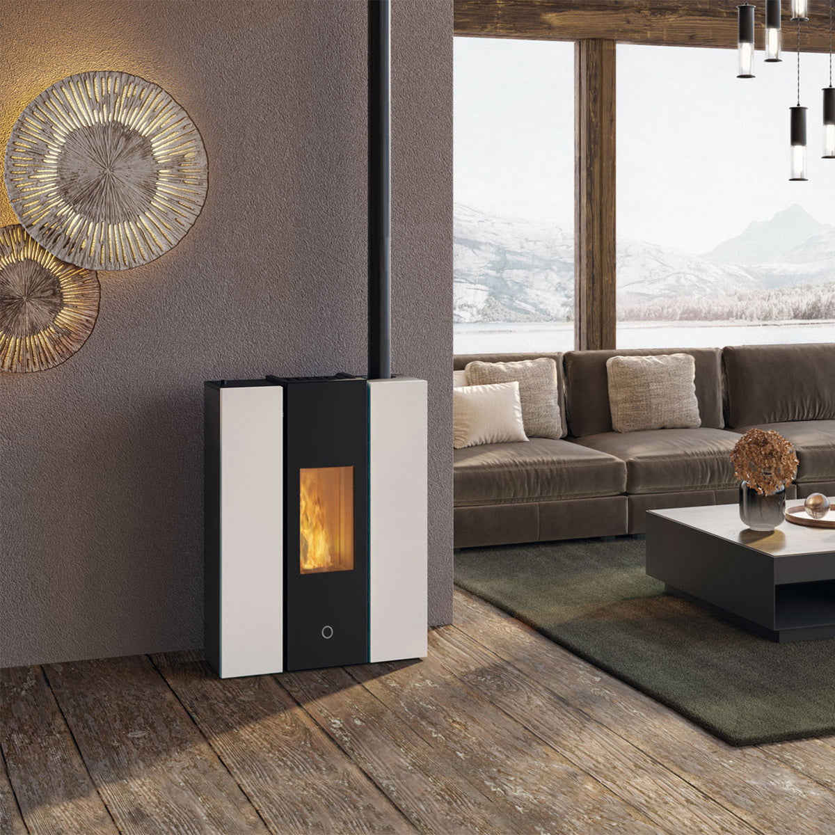 Poêle à granulés Edilkamin EK63 Gotha 70 Evo acier blanc 6,7 kW