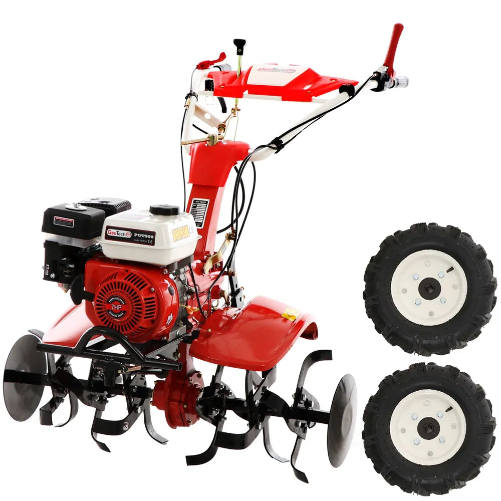 GeoTech Pro PGT 900 Motobineuse essence 7 CV avec boîte 2+1 et transmission engrenages