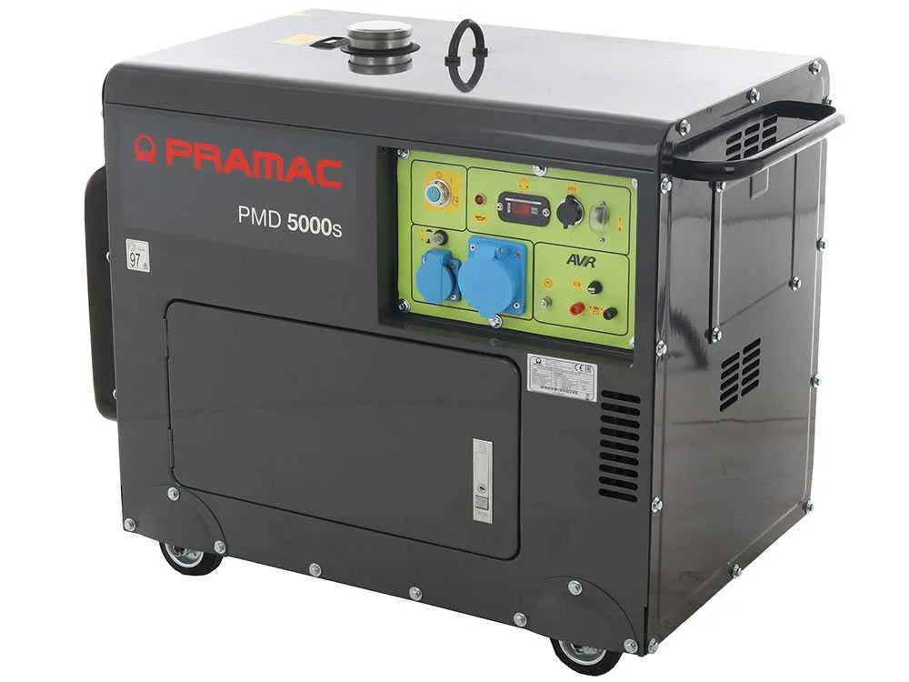 Vue latérale du groupe électrogène diesel insonorisé Pramac PMD 5000s