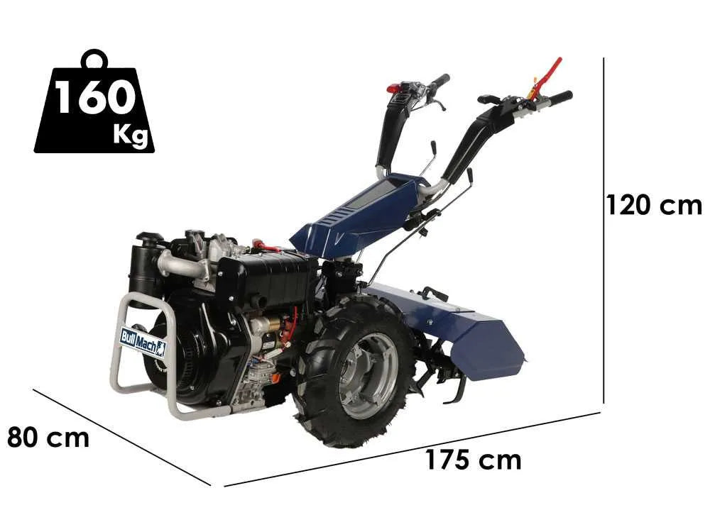 BullMach Chimera 400D – Motoculteur diesel 418 cm³ 9,6 CV, fraise 80 cm
