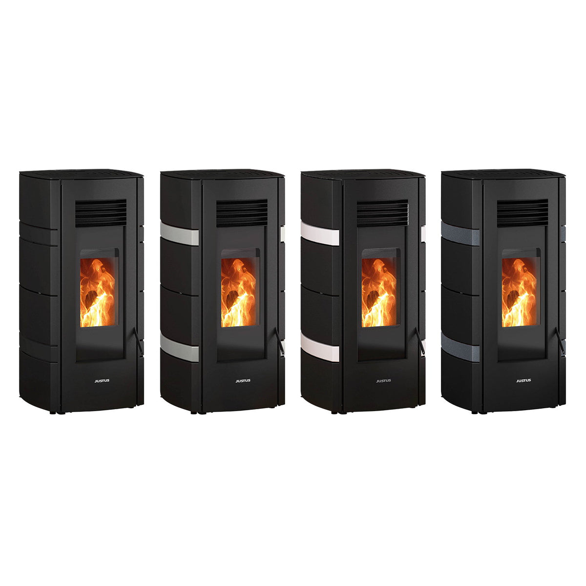 Poêle à granulés Justus Sia acier noir et conStone béton gris 8 kW