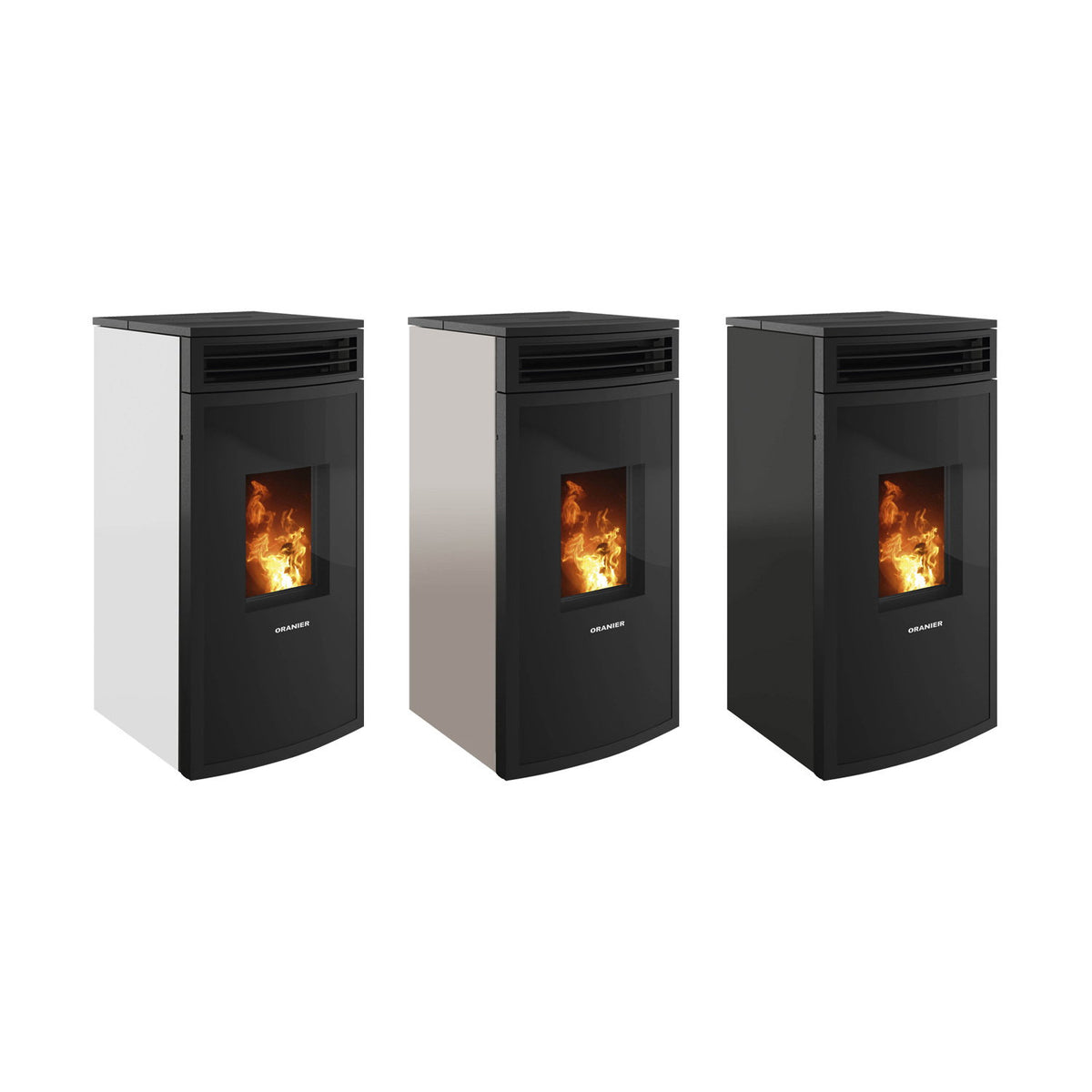 Poêle à bois Oranier Neta Blanc Soie avec raccord arrière 8 kW - image 6