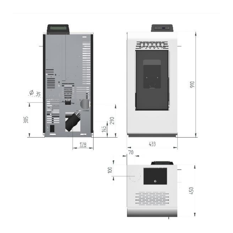 Poêle à granulés ETNA Vulcano SMS 9 kW avec réservoir 13 kg
