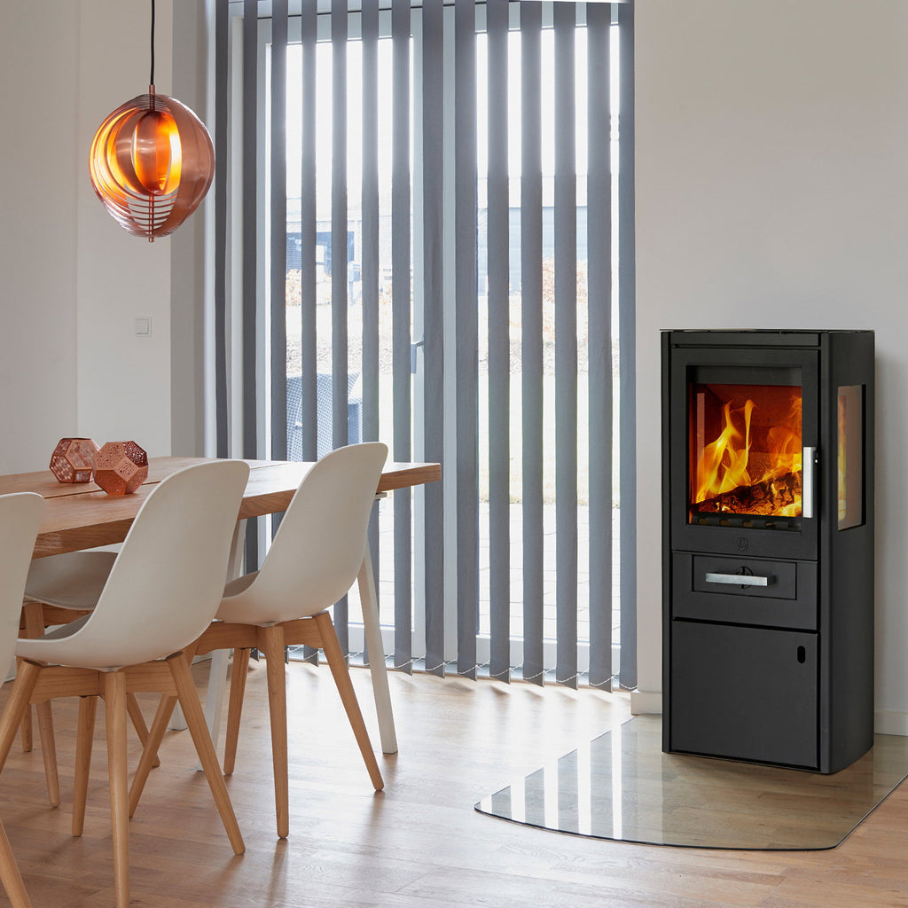 Varde Bornholm – Poêle à bois en acier noir avec vitres latérales 5,5 kW