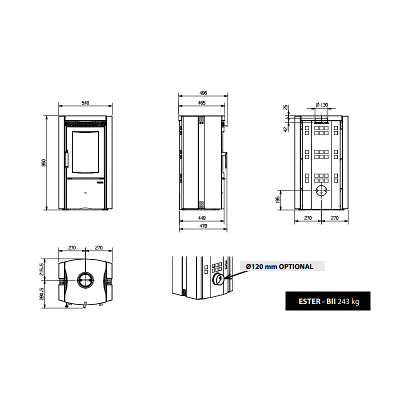 Poêle à bois La Nordica Ester Forno Evo pierre vulcan avec four 8 kW
