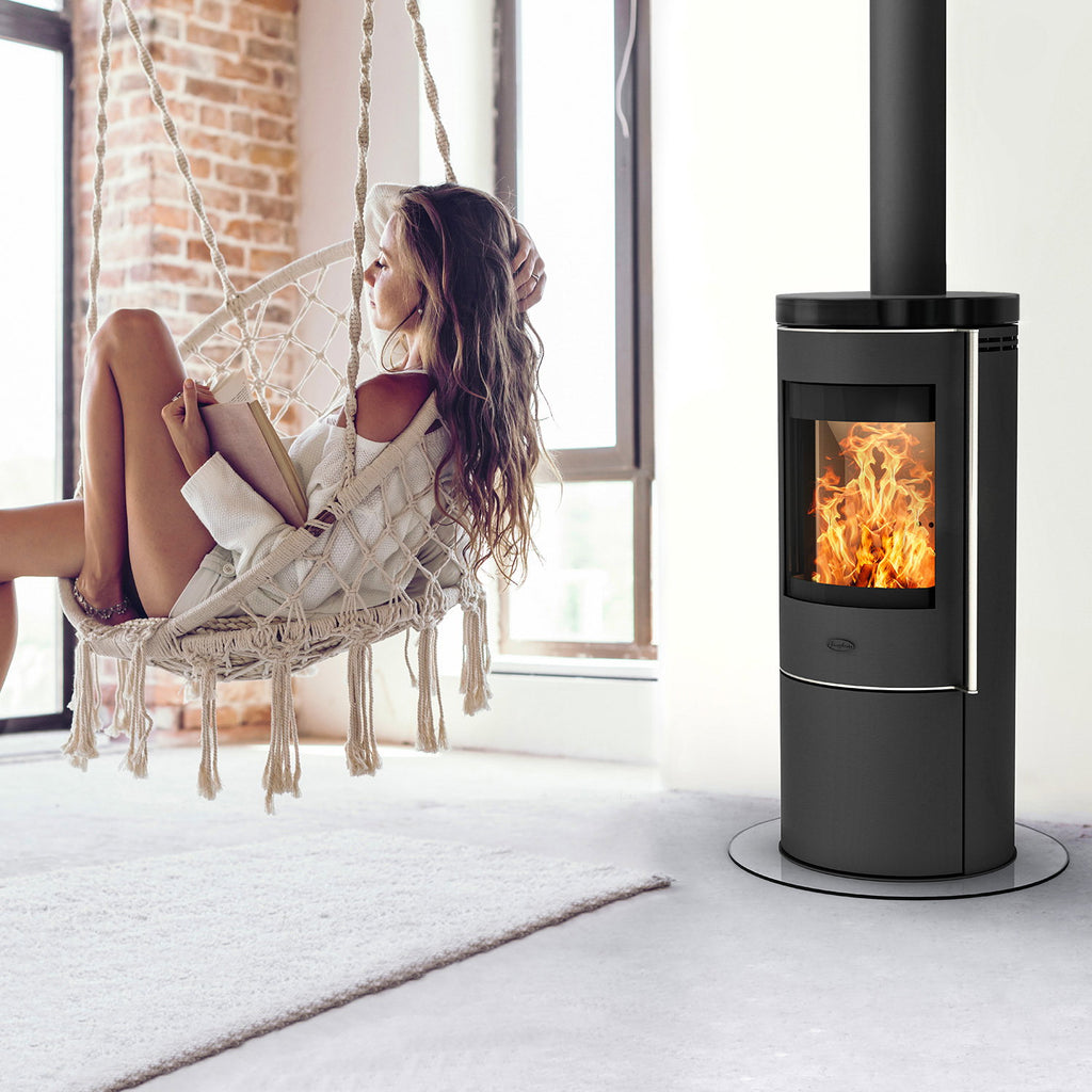 Poêle à bois Fireplace Elite Toronto E6024 acier noir et plaque céramique 5,5 kW
