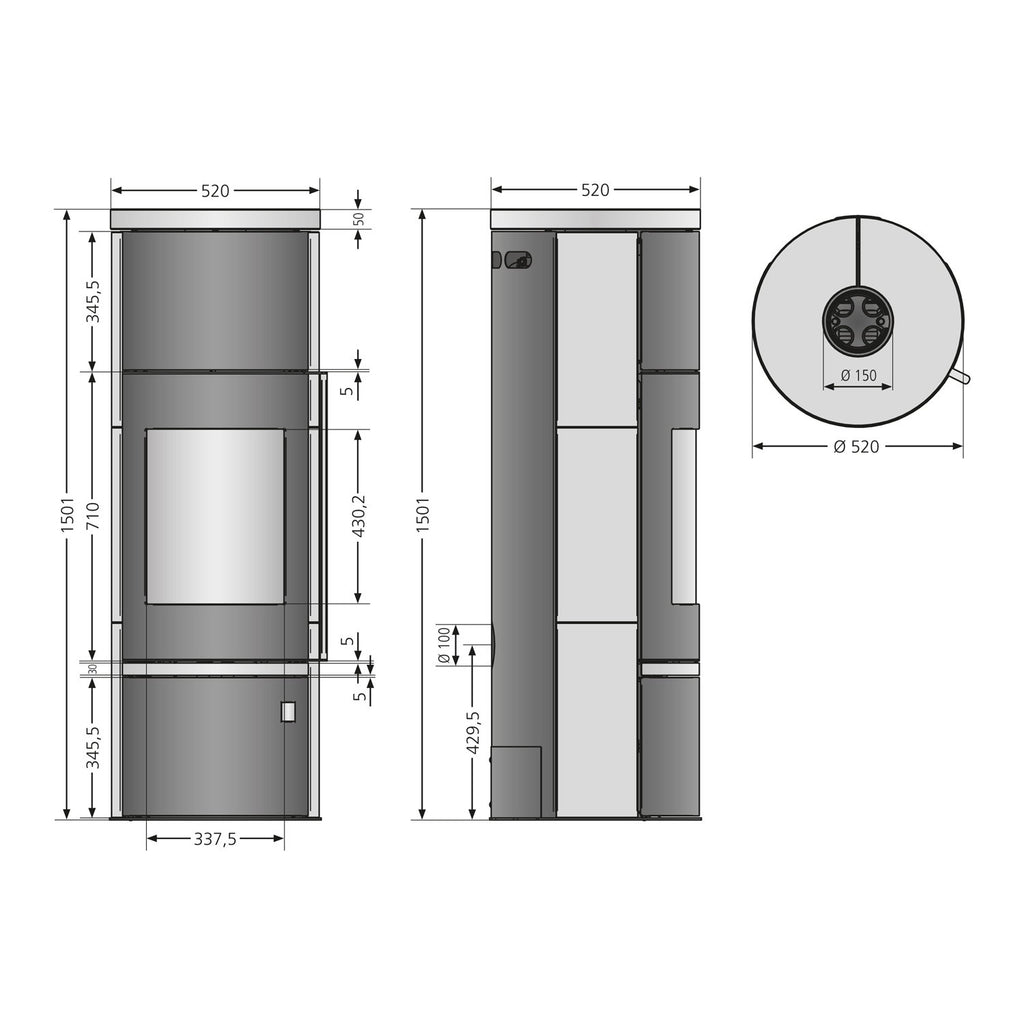 Poêle à bois Justus Faro Aqua 2.0 acier noir avec échangeur d’eau et revêtement stéatite 8,5 kW — image 6