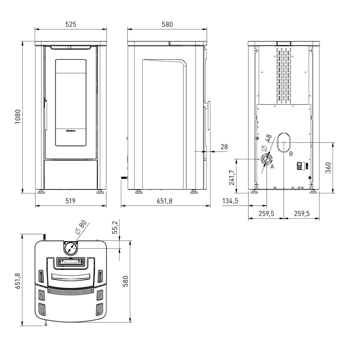 Extraflame Teorema 16 – Poêle à granulés ivoire 10 kW
