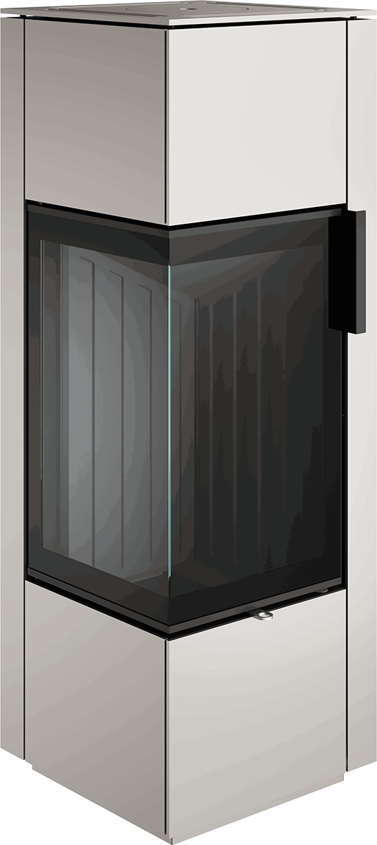 Poêle à bois Spartherm Piko S Steel 7,7 kW avec vitre en L
