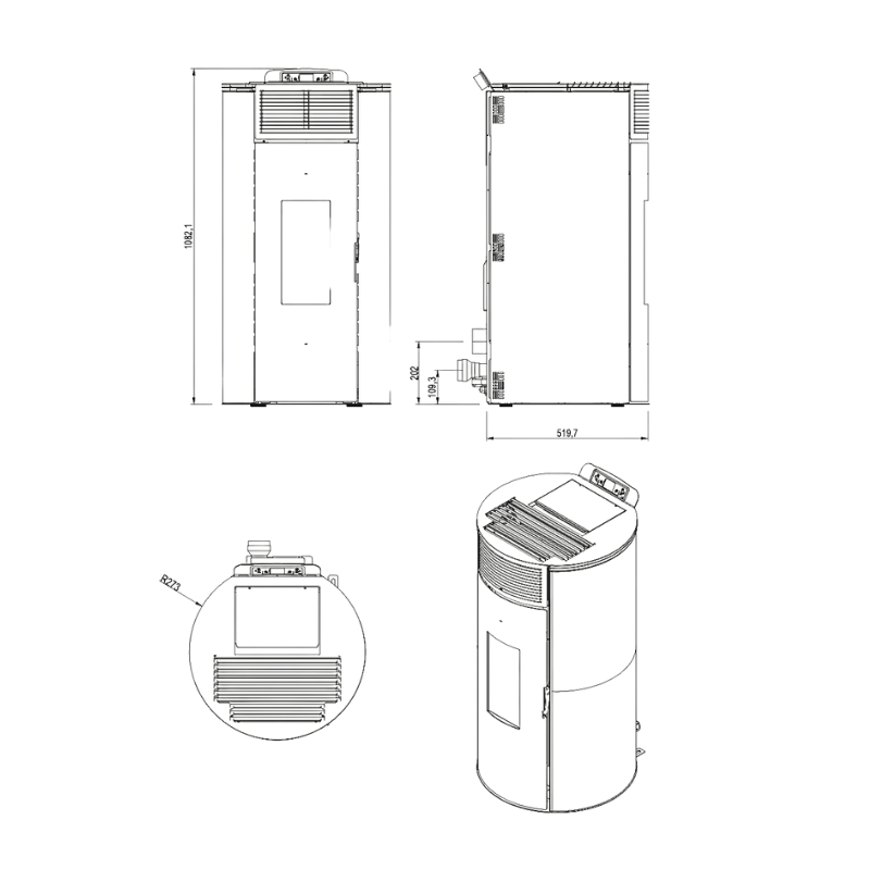 Poêle à granulés étanche ETNA Giuliana EVO 9 kW pour chauffage jusqu’à 78 m² – image 6