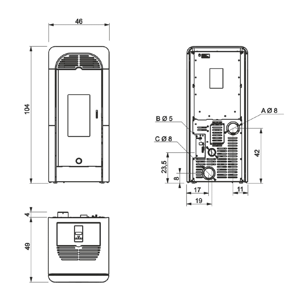Poêle à granulés Edilkamin EK63 Berry 90+ Evo céramique bordeaux 9,2 kW