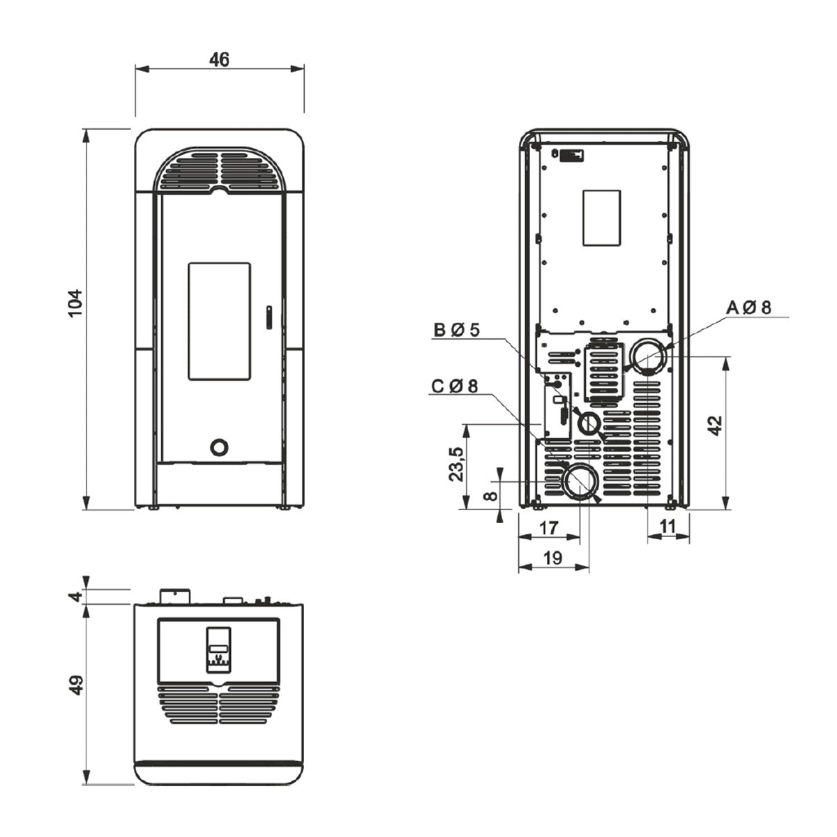 Poêle à granulés Edilkamin EK63 Berry 90+ Evo céramique bordeaux 9,2 kW